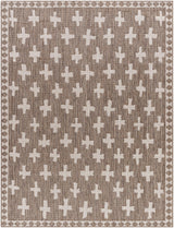 Rug Long Beach Cross Outdoor Rug // Brown & Ivory