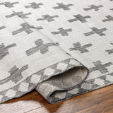 Rug Long Beach Cross Outdoor Rug // Charcoal & Ivory