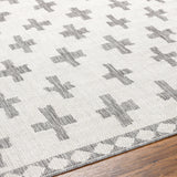 Rug Long Beach Cross Outdoor Rug // Charcoal & Ivory