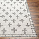 Rug Long Beach Cross Outdoor Rug // Charcoal & Ivory