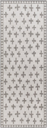Rug Long Beach Cross Outdoor Rug // Charcoal & Ivory