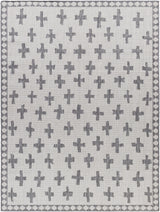 Rug Long Beach Cross Outdoor Rug // Charcoal & Ivory