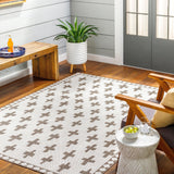 Rug Long Beach Cross Outdoor Rug // Ivory & Brown