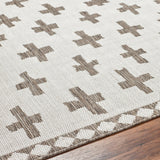 Rug Long Beach Cross Outdoor Rug // Ivory & Brown
