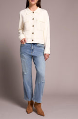 Cardigan Collared Cardigan Sweater // Ivory