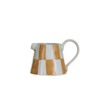 Serving Pitchers & Carafes Checkered Hand-Painted Stoneware Creamer Pitcher // 3 Colors Golden