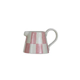Serving Pitchers & Carafes Checkered Hand-Painted Stoneware Creamer Pitcher // 3 Colors Pink