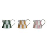 Serving Pitchers & Carafes Checkered Hand-Painted Stoneware Creamer Pitcher // 3 Colors