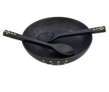 Gold Studded Wood Bowl // Large