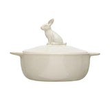 Serving Rabbit Finial Stoneware Baker