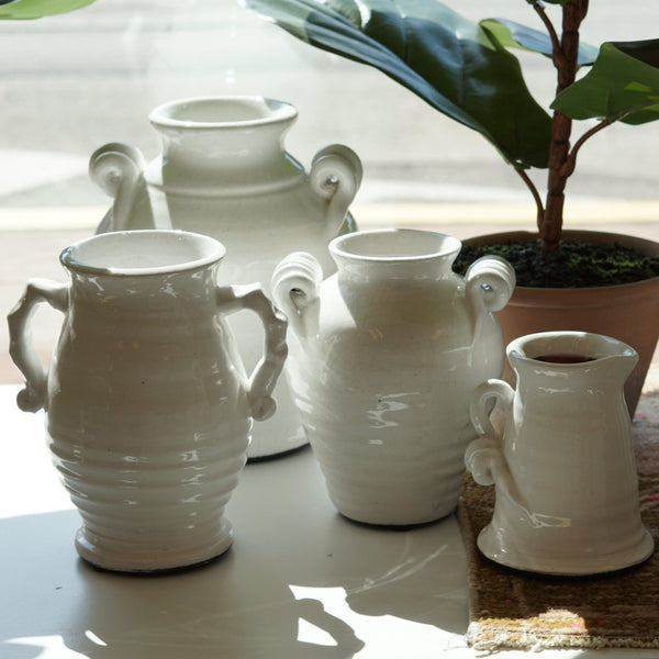 Vases European Glazed White Pitcher // 2 Sizes 
