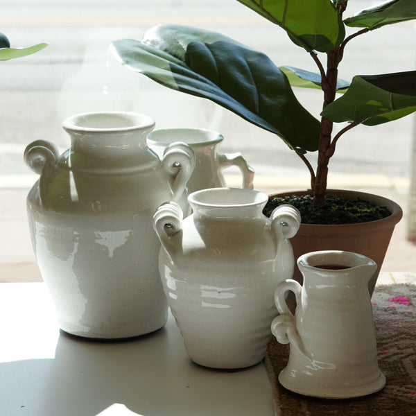 Vases European Glazed White Vessel // 2 Sizes 