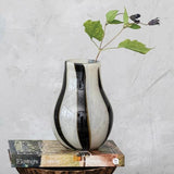 Vases Safari Stripe 7.25" Glass Vase // Cream