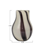 Vases Safari Stripe 7.25" Glass Vase // Cream
