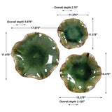 Wall Art Abella Green Ceramic Wall Decor, S/3