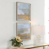 Wall Art Abstract Coastline Framed Prints, S/2