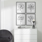 Wall Art Bloom Black White Framed Prints, S/4
