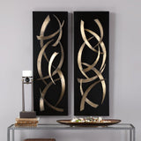 Wall Art Brushstrokes Metal Wall Art, S/2