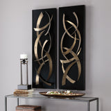 Wall Art Brushstrokes Metal Wall Art, S/2