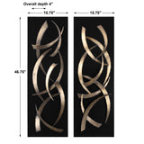 Wall Art Brushstrokes Metal Wall Art, S/2