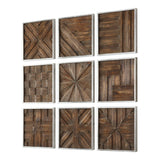 Wall Art Bryndle Rustic Wooden Squares S/9