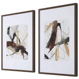 Wall Art Burgundy Interjection Abstract Prints, Set/2