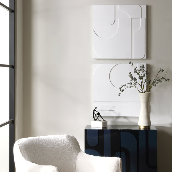 Wall Art Contours White Wall Decor // Set of 2