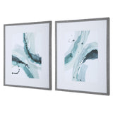 Wall Art Depth Abstract Watercolor Prints, S/2