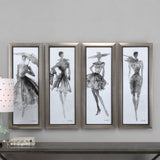 Wall Art Fashion Sketchbook Art, S/4