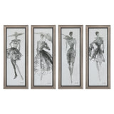 Wall Art Fashion Sketchbook Art, S/4