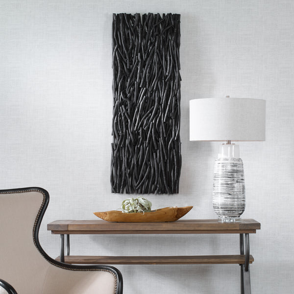 Wall Art Gathered Teak Black Wood Wall Decor