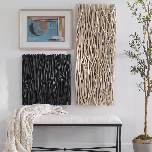 Wall Art Gathered Teak Square Black Wood Wall Decor