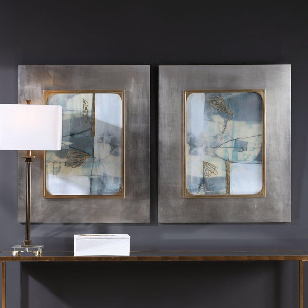 Wall Art Gilded Whimsy Abstract Prints, S/2