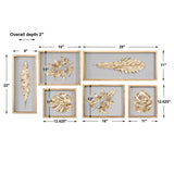 Wall Art Golden Leaves Shadow Box Set/6