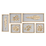 Wall Art Golden Leaves Shadow Box Set/6