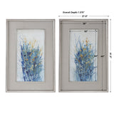 Wall Art Indigo Florals Framed Art S/2