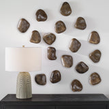 Wall Art Pebbles Walnut Wood Wall D残or, S/9
