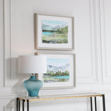 Wall Art Plein Air Reservoir Watercolor Prints, S/2