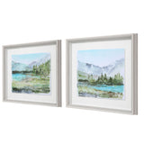 Wall Art Plein Air Reservoir Watercolor Prints, S/2