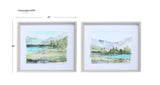Wall Art Plein Air Reservoir Watercolor Prints, S/2