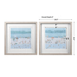 Wall Art Sea Glass Sandbar Framed Prints, Set/2