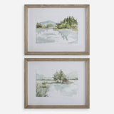 Wall Art Serene Lake Framed Prints // Set of 2