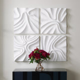 Wall Art Snowdrift Scultped White Wall Decor // Set of 4
