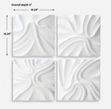 Wall Art Snowdrift Scultped White Wall Decor // Set of 4
