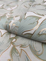 Wallpaper Acanthus Toss Wallpaper // Beige & Seafoam