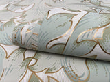 Wallpaper Acanthus Toss Wallpaper // Beige & Seafoam
