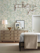 Wallpaper Acanthus Toss Wallpaper // Beige & Seafoam