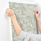 Wallpaper Acanthus Toss Wallpaper // Beige & Seafoam