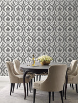 Wallpaper Adirondack Damask Wallpaper // Black & White