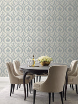 Wallpaper Adirondack Damask Wallpaper // Blue & Beige